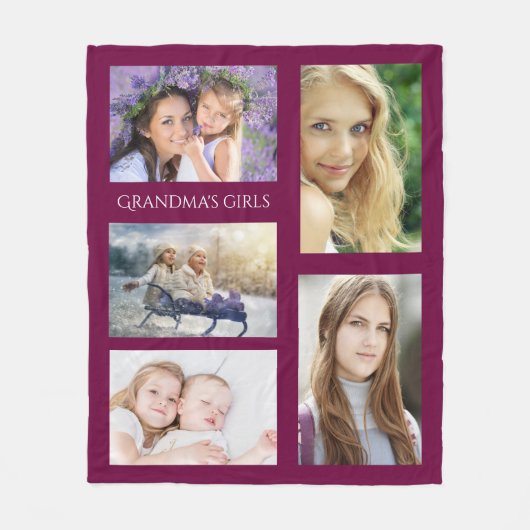 Großmutter Enkelkinder Foto Mädchen lila Fleecedecke (Vorderseite)