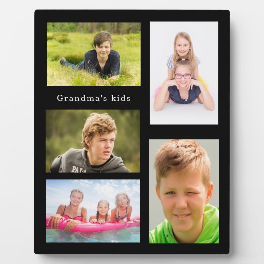 Großmutter Enkelkinder Fotos schwarz Fotoplatte (Vorderseite)