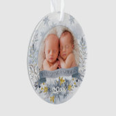 Großmutter First Christmas Blue Gold Floral Foto Ornament (Vorderseite)