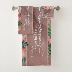 Großmutter Floral Badetuch Set mit Zitat