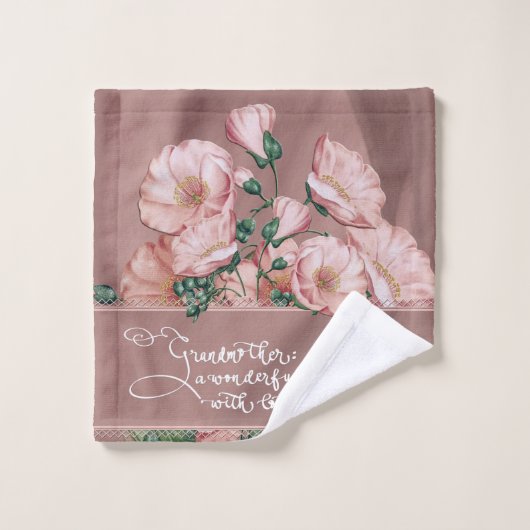 Großmutter Floral Badetuch Set mit Zitat (Waschlappen)