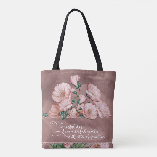 Großmutter Floral / Schulbildung Tasche mit Zitat (Rückseite)