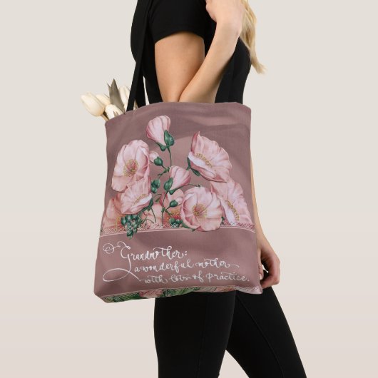 Großmutter Floral / Schulbildung Tasche mit Zitat (Von Nahem)