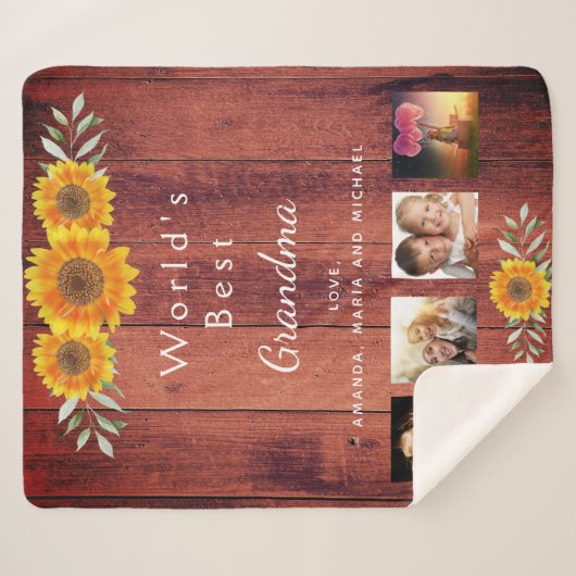 Großmutter Foto Collage rustikal braun Sherpadecke (Vorderseite (Horizontal))