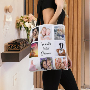 Großmutter Foto Collage weiß Tasche