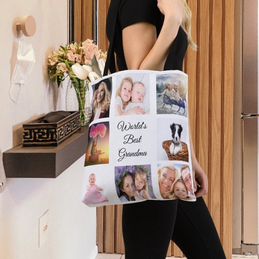 Großmutter Foto Collage weiß Tasche