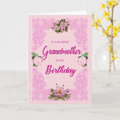 Großmutter Geburtstag mit rosa Rosen Karte (Gelbe Blume)