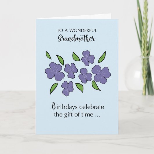 Großmutter Geburtstag mit Violett-Blume Blätter Karte (Vorderseite)