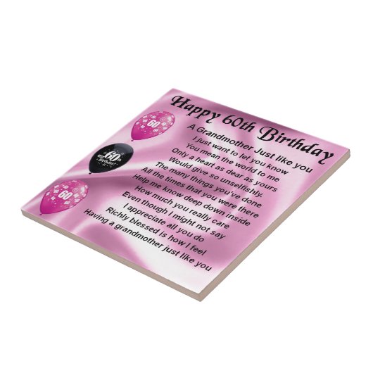 Großmutter-Gedicht - 60. Geburtstag Fliese (Seite)