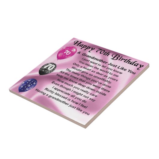 Großmutter-Gedicht - 70. Geburtstag Fliese (Seite)