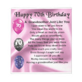 Großmutter Gedicht - 70. Geburtstag Notizblock (Vorderseite)