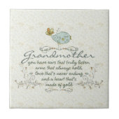 Großmutter-Gedicht mit Vögeln Fliese (Vorderseite)