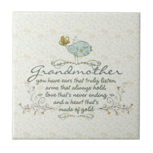 Großmutter-Gedicht mit Vögeln Fliese