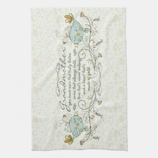 Großmutter-Gedicht mit Vögeln Geschirrtuch (Vertikal)