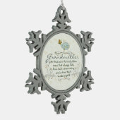 Großmutter-Gedicht mit Vögeln Schneeflocken Zinn-Ornament (Links)