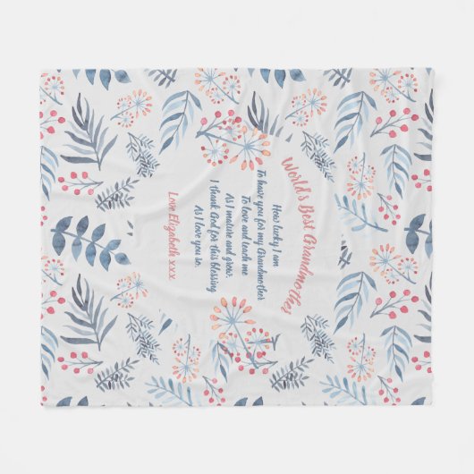 Großmutter Gedicht Personalisiert Blue Gray Rose Fleecedecke (Vorderseite (Horizontal))