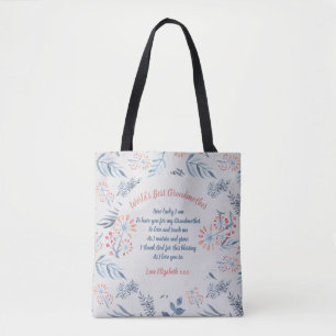 Großmutter Gedicht Personalisiert Blue Gray Rose Tasche