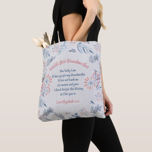 Großmutter Gedicht Personalisiert Blue Gray Rose Tasche (Von Nahem)