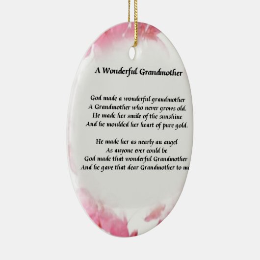 Großmutter-Gedicht - rosa Blumen Keramik Ornament (Rechts)