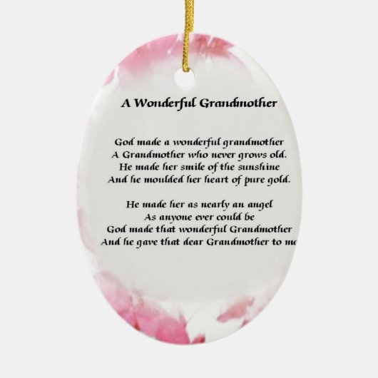 Großmutter-Gedicht - rosa Blumen Keramik Ornament (Vorne)