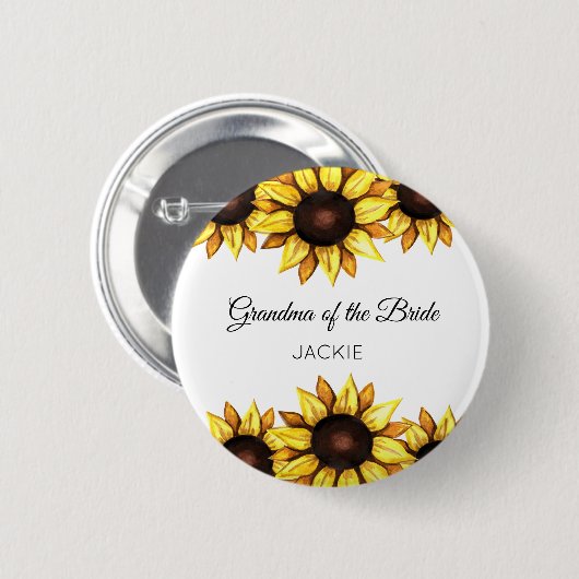 Großmutter Gelbe Sonnenblume Button (Vorne & Hinten)