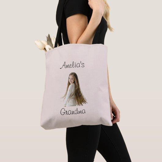 Großmutter-Geschenk - Name und Foto - Tasche (Von Nahem)