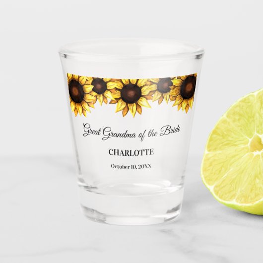 Großmutter Great Oma Sunflower Schnapsglas (Vorderseite)