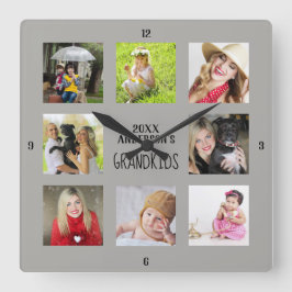 Großmutter Großvater FOTO Collage Geschenk Quadratische Wanduhr