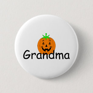 Großmutter-Halloween-Kürbis Button