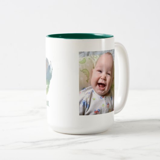 Großmutter-Handdrucke mit Foto Zweifarbige Tasse (VorderseiteRechts)
