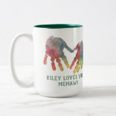 Großmutter-Handdrucke mit Foto Zweifarbige Tasse (Links)