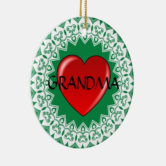 Großmutter-Herz-Mandala-Grün-Verzierung Keramik Ornament (Rechts)