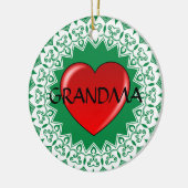 Großmutter-Herz-Mandala-Grün-Verzierung Keramik Ornament (Links)