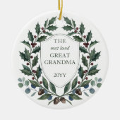 Großmutter Holly Crest Weihnachtsfoto Keramik Ornament (Vorne)