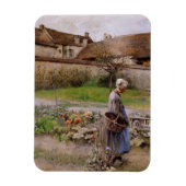 Großmutter in ihrem Garten im Oktober Magnet (Vertikal)