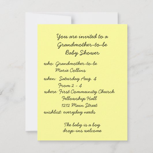 Großmutter Kinderdusche Einladung (Rückseite)