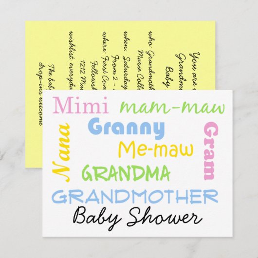 Großmutter Kinderdusche Einladung (Vorne/Hinten)