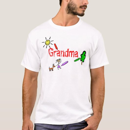 Großmutter mit Zeichenstiften T-Shirt (Vorderseite)