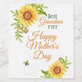 Großmutter Muttertag Blumenblüte Weinetikett (Einzelnes Label)