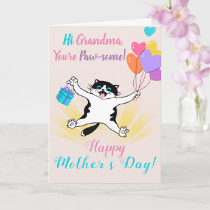 Großmutter Muttertag Niedlich Kitty farbenfrohe Ba Karte