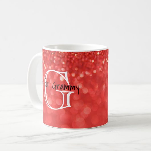 Großmutter Nickname Monogram Coral Bokeh Foto Kaffeetasse (Vorderseite Links)