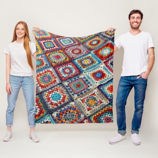 Großmutter-Quadrat-Häkeldecke Fleecedecke (Beispiel)