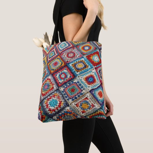 Großmutter-Quadrat-Häkeldecke Tasche (Von Nahem)