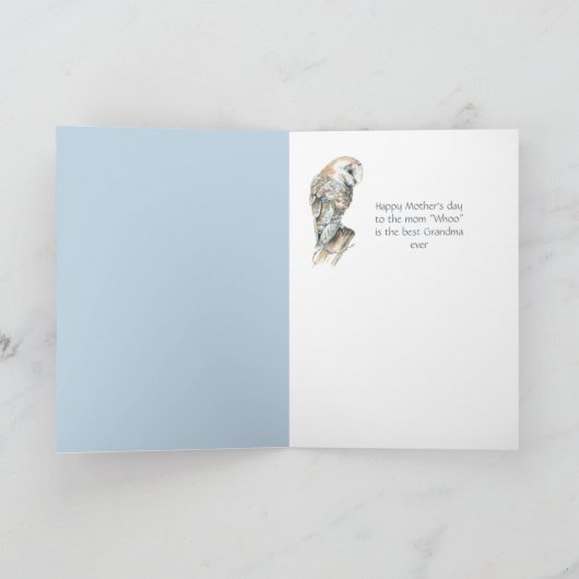 Großmutter-Spaß-Schleiereule-Vogel der Mutter Karte (Innenseite)