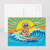 Großmutter-Surfvorstellung Feiertagspostkarte (Vorne/Hinten)