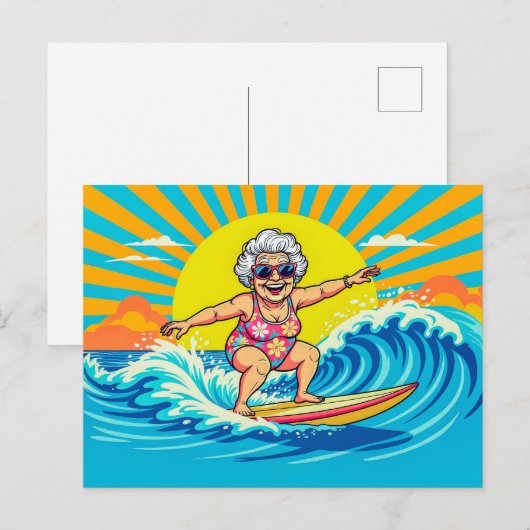 Großmutter-Surfvorstellung Feiertagspostkarte (Vorne/Hinten)