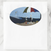 Großmutter-Tag am Strand Ovaler Aufkleber (Tasche)