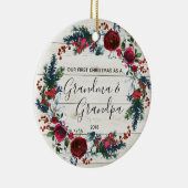 Großmutter-u. Großvater-erste Weihnachtsverzierung Keramik Ornament (Rechts)