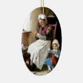 Großmutter- und Enkelinnähen Keramikornament (Rechts)