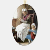 Großmutter- und Enkelinnähen Keramikornament (Links)